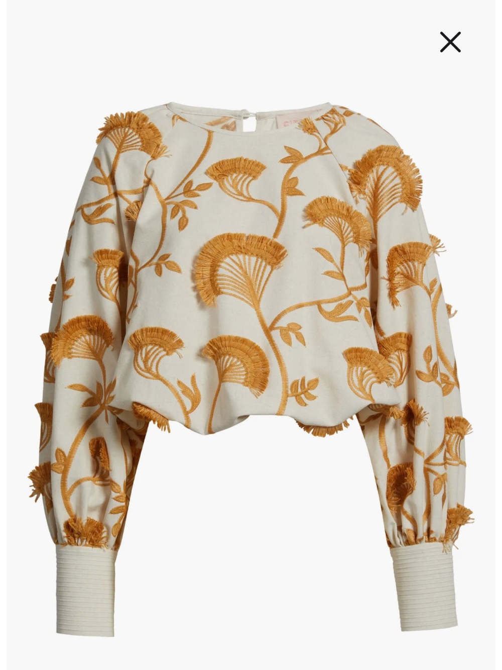 CIEBON Lenny Embroidered Long Sleeve Crop Top size M